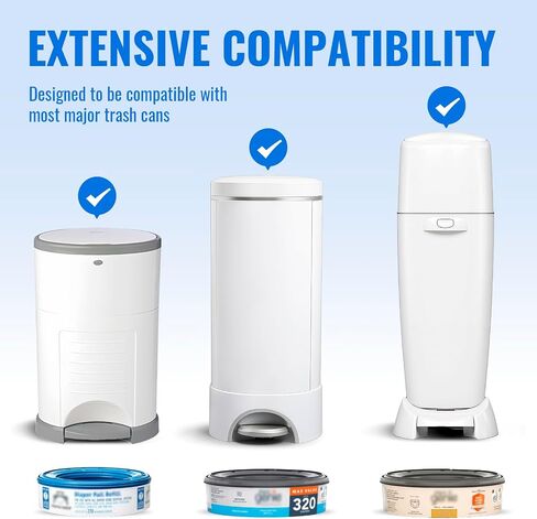 Diaper Pail Refill Bags,8 Packs Extra Thick,Continuous Liner With No Preset Perforations,Leak-Proof&Odor Blocking,For Diaper Pails,Strollers&Travel,Eco-Friendly Baby Essentials,Hold up to 5523 Diapers in Saudi Arabia