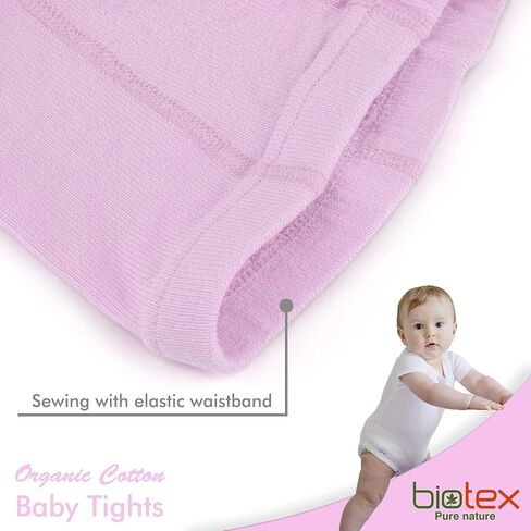 Biotex 3 Pairs Organic Cotton Baby Girl and Boy Tights for Winter, Seamless Newborn Leggings, Toddler Stockings, 0-18 Months in Saudi Arabia