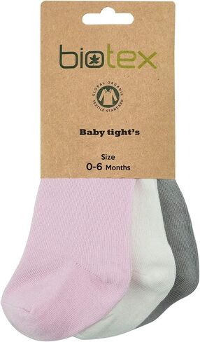 Biotex 3 Pairs Organic Cotton Baby Girl and Boy Tights for Winter, Seamless Newborn Leggings, Toddler Stockings, 0-18 Months in Saudi Arabia