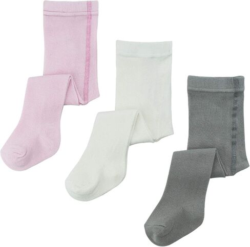 Biotex 3 Pairs Organic Cotton Baby Girl and Boy Tights for Winter, Seamless Newborn Leggings, Toddler Stockings, 0-18 Months in Saudi Arabia