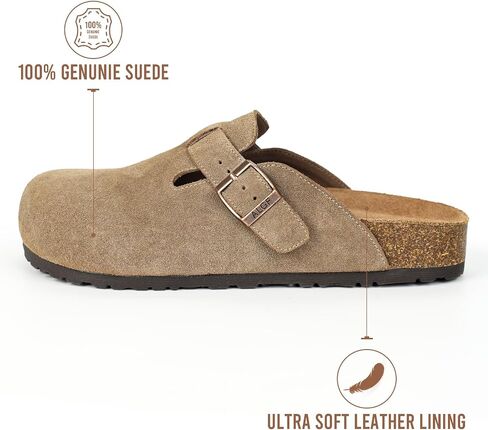 Women’s Genuine Suede Clogs for Women Slip-On Buckle Slides Women's Mules & Clogs Natural Rubber Cork Footbed Sandals Potato Shoes with Arch Support in Saudi Arabia