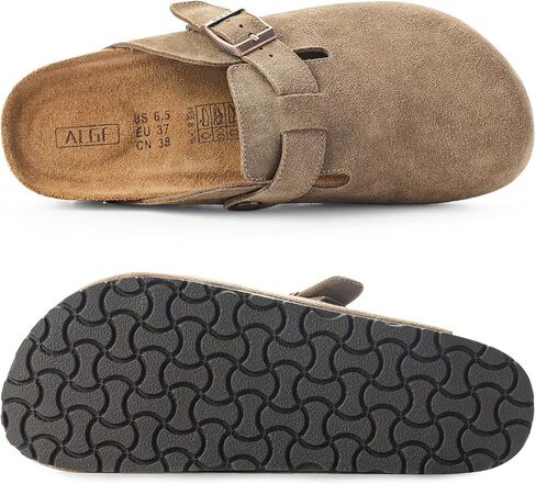 Women’s Genuine Suede Clogs for Women Slip-On Buckle Slides Women's Mules & Clogs Natural Rubber Cork Footbed Sandals Potato Shoes with Arch Support in Saudi Arabia