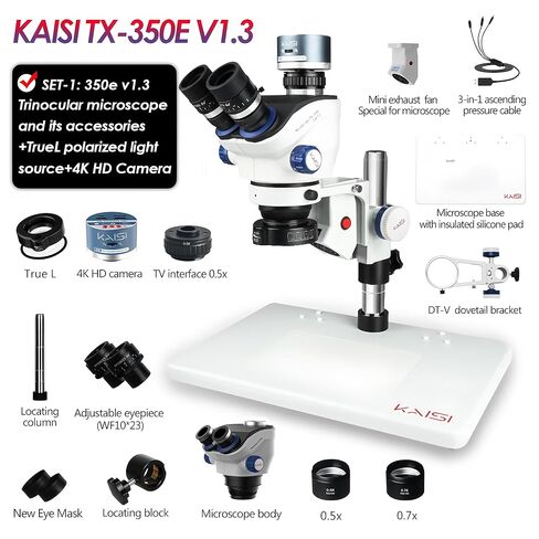 KAISI TX-350e V1.3 مجهر ثلاثي العينيات عدة 4K 1080P HDMI USB كاميرا فيديو 3.5X-90X مجهر ستيريو تكبير مستمر 0.5 CTV in Kuwait