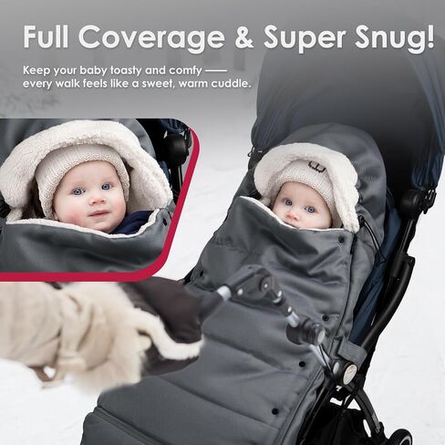 Universal, Weather-Proof, Warm Stroller Footmuff | Extendable Winter Cover | Adjustable Buckle | Stroller Bunting Bag | CosyDiary Stroller Accessories | Stroller Cover in Saudi Arabia