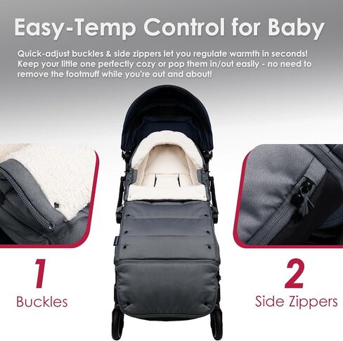 Universal, Weather-Proof, Warm Stroller Footmuff | Extendable Winter Cover | Adjustable Buckle | Stroller Bunting Bag | CosyDiary Stroller Accessories | Stroller Cover in Saudi Arabia