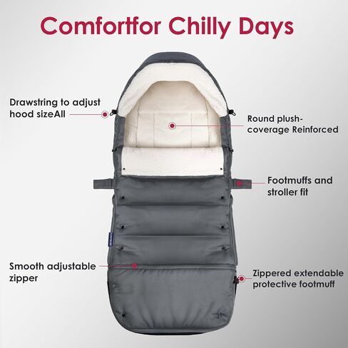Universal, Weather-Proof, Warm Stroller Footmuff | Extendable Winter Cover | Adjustable Buckle | Stroller Bunting Bag | CosyDiary Stroller Accessories | Stroller Cover in Saudi Arabia