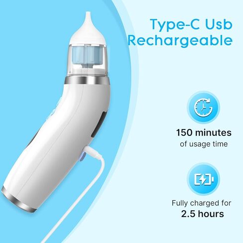 Electric Nasal Aspirator for Baby, Baby Nose Sucker with 5 Levels Suction, Automatic Nose Cleaner with 3 Silicone Tips, Nose Aspirator with Music Soothing Function & Light in Saudi Arabia