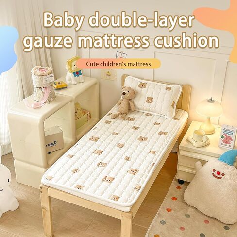 Baby Crib Mattress Cover Protector, Double-Layer Gauze,Toddler Mattress 100% Cotton Mini Baby Mattress Protector Cushion,Toddler Mattress Topper。Crib Mattress Pad, Crib Cushion Bed Sheets in Saudi Arabia