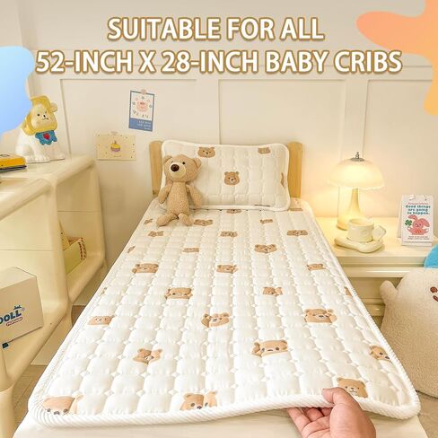 Baby Crib Mattress Cover Protector, Double-Layer Gauze,Toddler Mattress 100% Cotton Mini Baby Mattress Protector Cushion,Toddler Mattress Topper。Crib Mattress Pad, Crib Cushion Bed Sheets in Saudi Arabia