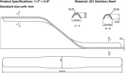أداة ربط الطوب الاحترافية المصنوعة من الفولاذ المقاوم للصدأ، درجة 201، 1/2 بوصة × 5/8 بوصة، شفرة منحنية مزدوجة الأطراف لملء وختم البناء (1/2 × 5/8) in Kuwait