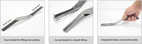 أداة ربط الطوب الاحترافية المصنوعة من الفولاذ المقاوم للصدأ، درجة 201، 1/2 بوصة × 5/8 بوصة، شفرة منحنية مزدوجة الأطراف لملء وختم البناء (1/2 × 5/8) in Kuwait