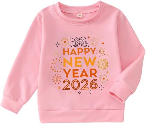 MODNTOGA طفل صبي فتاة سنة جديدة سعيدة Crewneck البلوز الألعاب النارية الجرافيك عطلة قميص 2026 كم طويل البلوز القمم in Saudi Arabia
