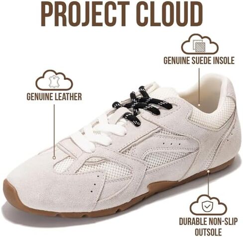 Project Cloud Leather Barefoot Shoes Women – Memory Foam Lace-Up Womens Sneakers – Lightweight & Non Slip Womens Shoes Casual – All-Day Women's Fashion Sneakers for 2025 in Saudi Arabia