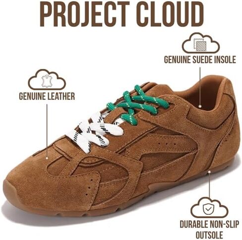Project Cloud Leather Barefoot Shoes Women – Memory Foam Lace-Up Womens Sneakers – Lightweight & Non Slip Womens Shoes Casual – All-Day Women's Fashion Sneakers for 2025 in Saudi Arabia
