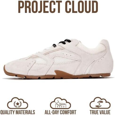 Project Cloud Leather Barefoot Shoes Women – Memory Foam Lace-Up Womens Sneakers – Lightweight & Non Slip Womens Shoes Casual – All-Day Women's Fashion Sneakers for 2025 in Saudi Arabia