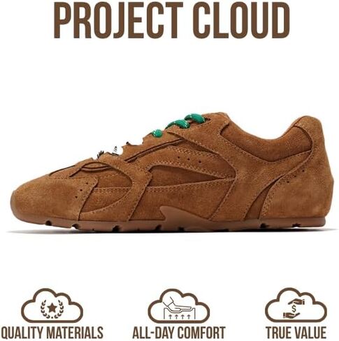Project Cloud Leather Barefoot Shoes Women – Memory Foam Lace-Up Womens Sneakers – Lightweight & Non Slip Womens Shoes Casual – All-Day Women's Fashion Sneakers for 2025 in Saudi Arabia