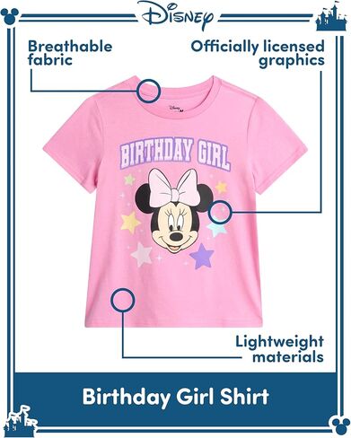 قميص ديزني لعيد الميلاد للفتيات - قميص عيد ميلاد للفتيات بأكمام قصيرة ميني ماوس ليلو وستيتش وفروزن إلسا (المقاسات: 2T-16) in Kuwait