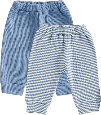 Unisex Baby Pants 2-Pack Toddler Boy Girl Waffle Knit Elastic Waist Pull On Joggers Trousers Bottoms in Saudi Arabia