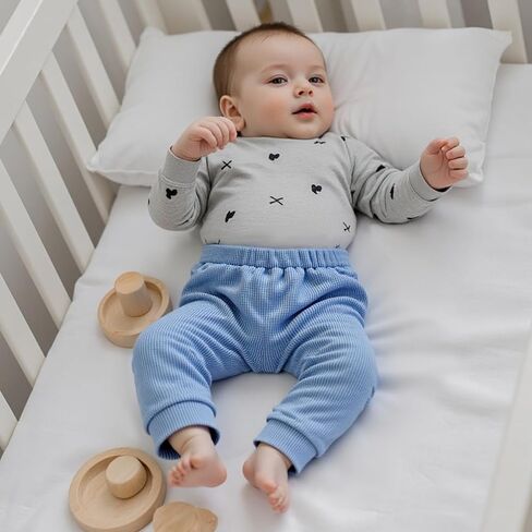 Unisex Baby Pants 2-Pack Toddler Boy Girl Waffle Knit Elastic Waist Pull On Joggers Trousers Bottoms in Saudi Arabia