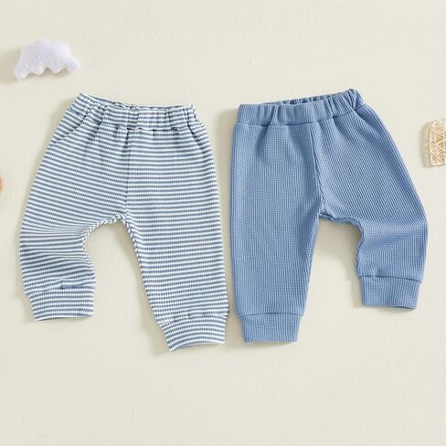 Unisex Baby Pants 2-Pack Toddler Boy Girl Waffle Knit Elastic Waist Pull On Joggers Trousers Bottoms in Saudi Arabia