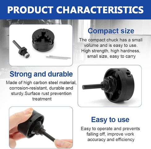 Mini Lathe Chuck Set, 3 Jaws Self-Centering Lathe Chucks, Z011 Extension Three Jaw Chucks and Connecting Rod Set, Electric Drill Chuck(COLOR:black) in Saudi Arabia