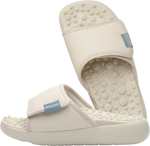 صنادل منزلق باللون البيج من BALLOP Mamuring للرجال والنساء - شبشب لتدليك القدم مع نقاط انعكاسية غير متماثلة ودعم القوس لتخفيف الألم والراحة طوال اليوم in Kuwait