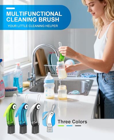 3 in 1 Cup Lid Cleaning Brush 3 PCS - Home Kitchen Multifunctional Cleaning Brush Set, Gap Cleaner Brushs and Portable Travel Bottle Lid Cleaner Tools (Multicolor) in Saudi Arabia