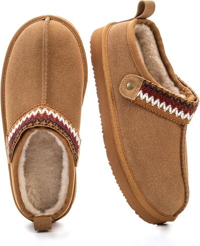 شبشب نسائي من إسفنج ميموري فوم من mazeskin، حذاء منزلي شتوي دافئ ومريح من الفرو الصناعي من الجلد السويدي للاستخدام الداخلي والخارجي in Kuwait