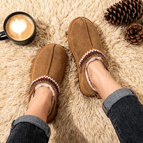 شبشب نسائي من إسفنج ميموري فوم من mazeskin، حذاء منزلي شتوي دافئ ومريح من الفرو الصناعي من الجلد السويدي للاستخدام الداخلي والخارجي in Kuwait