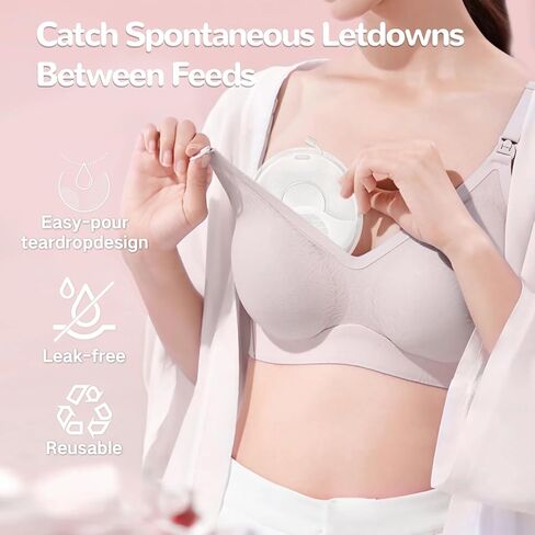 جامع حليب الثدي، جامعي الحليب للرضاعة الطبيعية، قذائف حليب الثدي القابلة لإعادة الاستخدام، الماسك يحمي الحلمات المؤلمة للرضاعة الطبيعية، مصنوع من السيليكون الخالي من مادة BPA والآمن للطعام (2.03 أونصة، عدد 2) in Kuwait