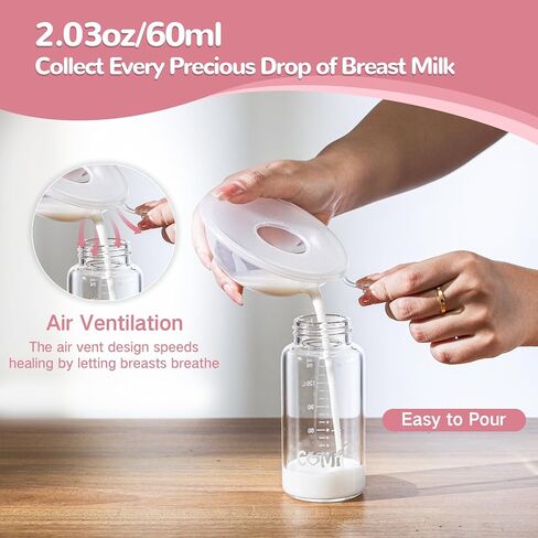جامع حليب الثدي، جامعي الحليب للرضاعة الطبيعية، قذائف حليب الثدي القابلة لإعادة الاستخدام، الماسك يحمي الحلمات المؤلمة للرضاعة الطبيعية، مصنوع من السيليكون الخالي من مادة BPA والآمن للطعام (2.03 أونصة، عدد 2) in Kuwait