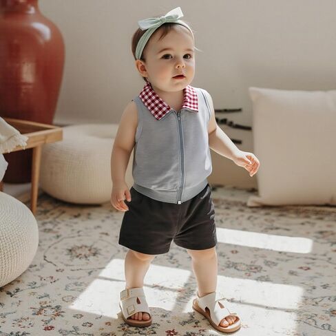 Emmababy Baby Boy Girl Vest Jacket Zip Up Toddler Winter Waistcoat Kids Sleeveless Plaid Zipper Jacket Infant Fall Clothes in Saudi Arabia