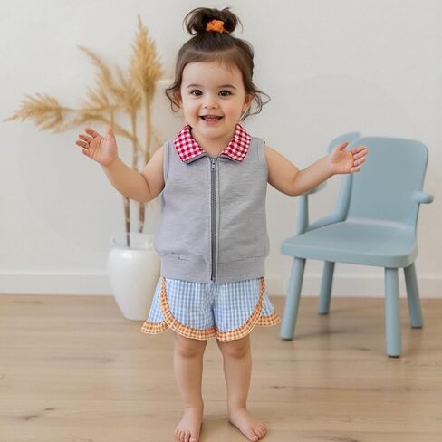 Emmababy Baby Boy Girl Vest Jacket Zip Up Toddler Winter Waistcoat Kids Sleeveless Plaid Zipper Jacket Infant Fall Clothes in Saudi Arabia