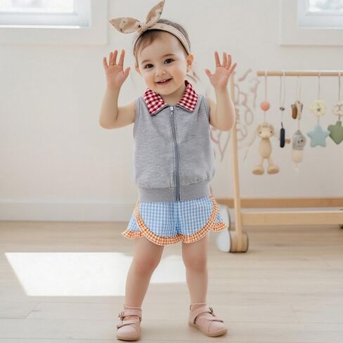Emmababy Baby Boy Girl Vest Jacket Zip Up Toddler Winter Waistcoat Kids Sleeveless Plaid Zipper Jacket Infant Fall Clothes in Saudi Arabia