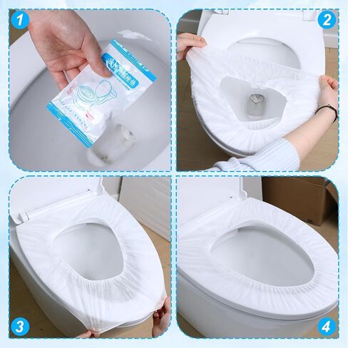 Commode Disposable Toilet Seat Covers Waterproof – 50 Pack, Individually Wrapped, Non-Woven Travel Toilet Seat Cover for Public Restrooms, Hospitals & Trips in Saudi Arabia