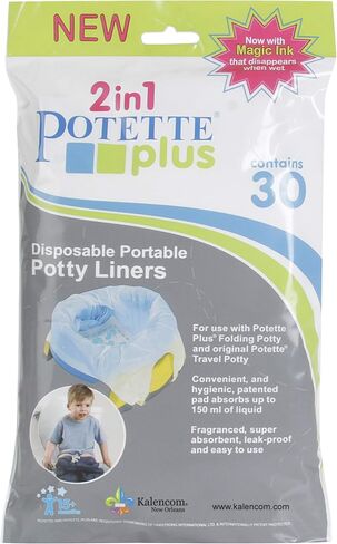 Kalencom Potette Plus Potty Seat Liners - Disposable, Leakproof Liners for Travel Potty Seat - Fragranced to Absorb Odor - 30 Count in Saudi Arabia