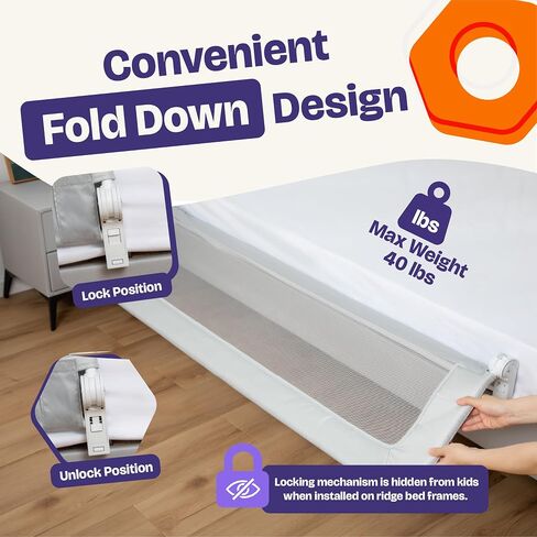 حاجز سرير ComfyBumpy مكون من قطعة واحدة للأطفال الصغار مقاس 55.5 بوصة طولًا × 19.5 بوصة ارتفاعًا | حواجز سرير للأطفال الصغار لمراتب توأم وكاملة وكوين وكينج | تأرجح أسفل حارس السكك الحديدية | مرتبة جانبية للأطفال | رمادي in Kuwait