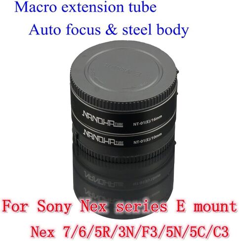 Japan Yasuhara NT-01E Nanoha Auto Macro Extension Tubes NT-01(e) Close Up Set 10mm/16mm for Sony Mirrorless Digital Cameras (Black) in Saudi Arabia