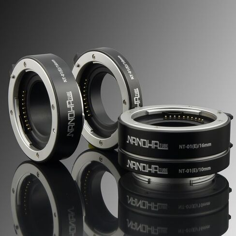Japan Yasuhara NT-01E Nanoha Auto Macro Extension Tubes NT-01(e) Close Up Set 10mm/16mm for Sony Mirrorless Digital Cameras (Black) in Saudi Arabia