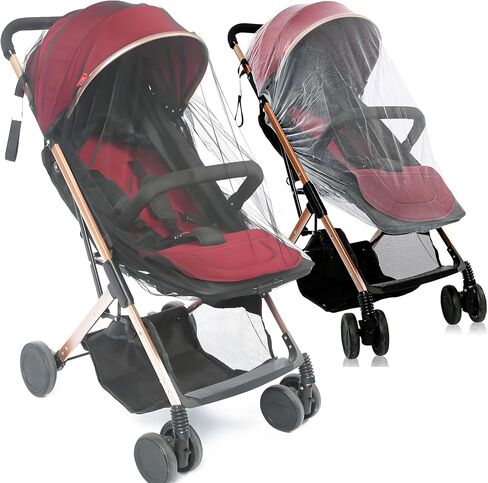 2-Pack Stroller Mosquito Net, Universal Bug Net Cover for Stroller, Bassinets, Cradles, Playards, Pack N Plays and Portable Mini Crib, Durable Baby Insect Netting Infant Essential (Black+White) in Saudi Arabia