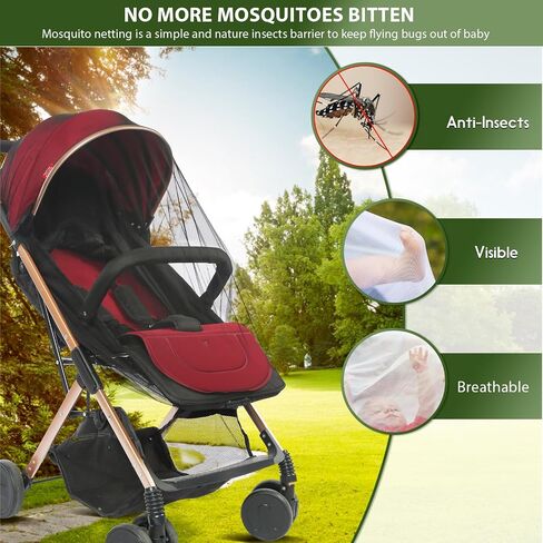 2-Pack Stroller Mosquito Net, Universal Bug Net Cover for Stroller, Bassinets, Cradles, Playards, Pack N Plays and Portable Mini Crib, Durable Baby Insect Netting Infant Essential (Black+White) in Saudi Arabia