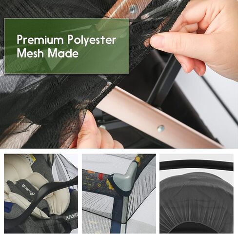 2-Pack Stroller Mosquito Net, Universal Bug Net Cover for Stroller, Bassinets, Cradles, Playards, Pack N Plays and Portable Mini Crib, Durable Baby Insect Netting Infant Essential (Black+White) in Saudi Arabia