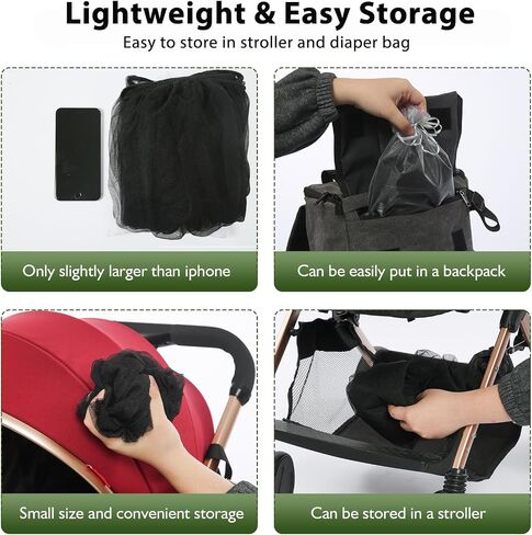 2-Pack Stroller Mosquito Net, Universal Bug Net Cover for Stroller, Bassinets, Cradles, Playards, Pack N Plays and Portable Mini Crib, Durable Baby Insect Netting Infant Essential (Black+White) in Saudi Arabia