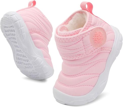 Barefoot Baby Boys Girls Boots Warm Winter House Shoes for Toddler Girls Boys Waterproof Fleece Kids Snow Boots Faux Fur Infant Booties Walking Shoes for Indoor Outdoor in Saudi Arabia