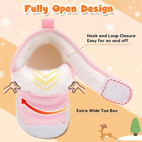 Barefoot Baby Boys Girls Boots Warm Winter House Shoes for Toddler Girls Boys Waterproof Fleece Kids Snow Boots Faux Fur Infant Booties Walking Shoes for Indoor Outdoor in Saudi Arabia