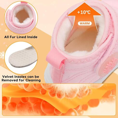 Barefoot Baby Boys Girls Boots Warm Winter House Shoes for Toddler Girls Boys Waterproof Fleece Kids Snow Boots Faux Fur Infant Booties Walking Shoes for Indoor Outdoor in Saudi Arabia