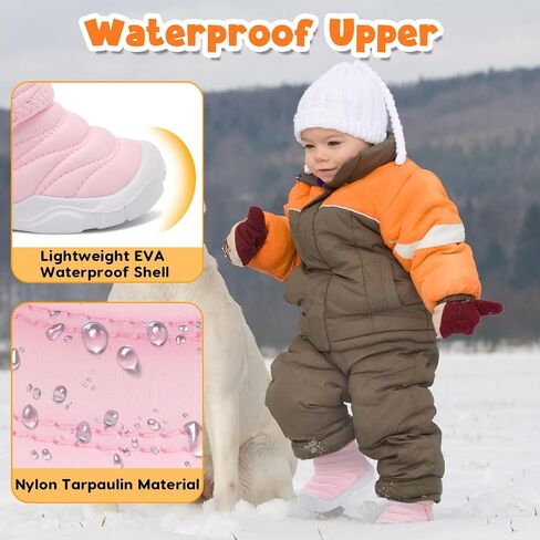 Barefoot Baby Boys Girls Boots Warm Winter House Shoes for Toddler Girls Boys Waterproof Fleece Kids Snow Boots Faux Fur Infant Booties Walking Shoes for Indoor Outdoor in Saudi Arabia