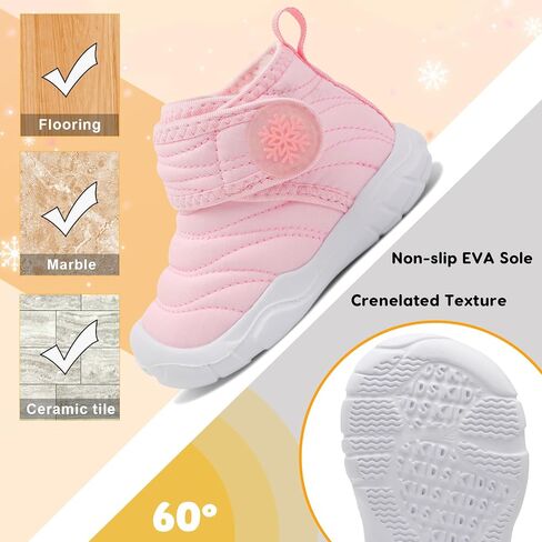 Barefoot Baby Boys Girls Boots Warm Winter House Shoes for Toddler Girls Boys Waterproof Fleece Kids Snow Boots Faux Fur Infant Booties Walking Shoes for Indoor Outdoor in Saudi Arabia