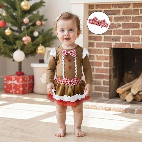 Newborn Baby Girl Christmas Outfits Ruffled Long Sleeve Romper Bloomers Shorts and Bow Headband Cute Fall Clothes in Saudi Arabia