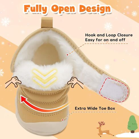 أحذية BARERUN بيرفوت للأطفال الأولاد والبنات أحذية منزلية شتوية دافئة للأطفال الصغار والبنات والأولاد من الصوف المقاوم للماء أحذية الثلوج للأطفال من الفرو الصناعي أحذية المشي للرضع في الأماكن المغلقة والخارجية in Kuwait